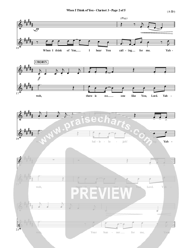 When I Think Of You Clarinet 3 (Michael W. Smith)