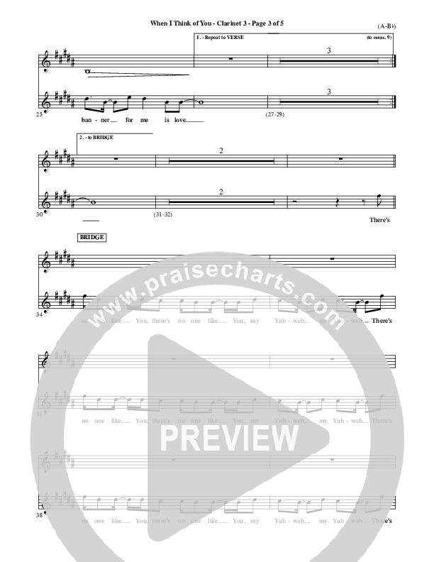 When I Think Of You Clarinet 3 (Michael W. Smith)