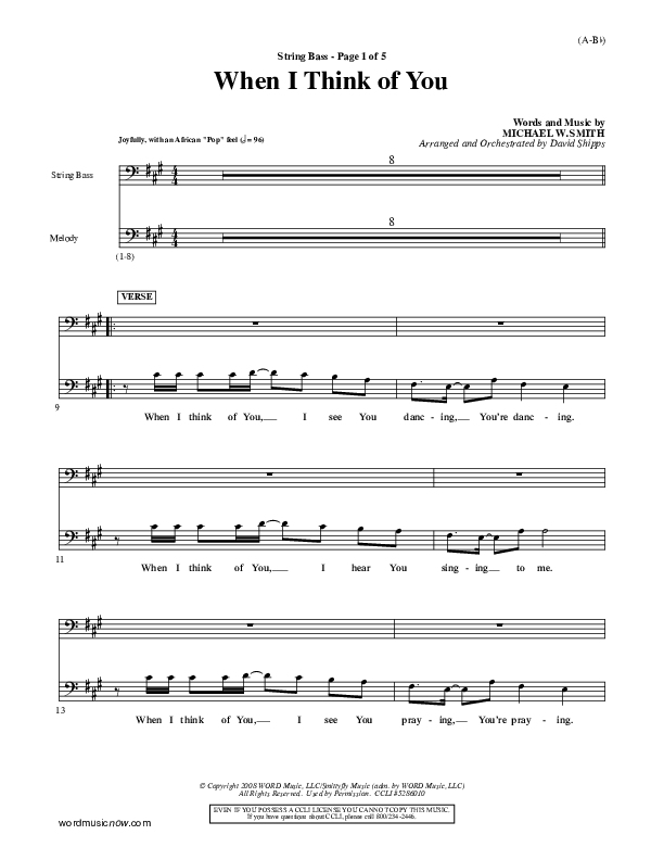 When I Think Of You Double Bass (Michael W. Smith)