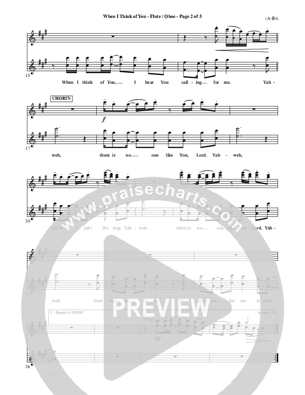 When I Think Of You Flute/Oboe (Michael W. Smith)