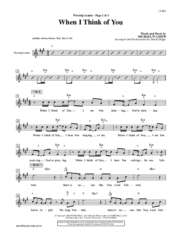 When I Think Of You Lead Sheet (Michael W. Smith)
