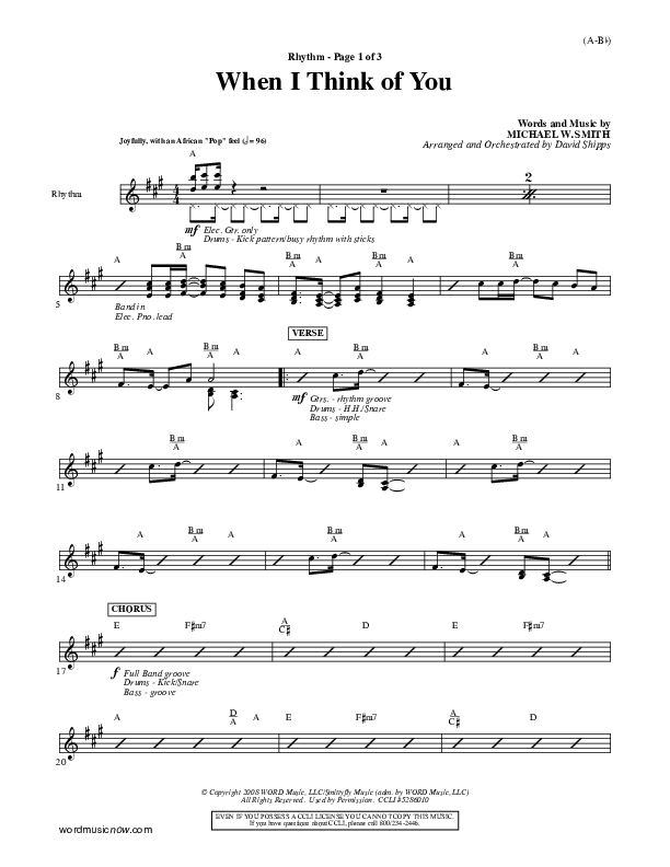 When I Think Of You Rhythm Chart (Michael W. Smith)