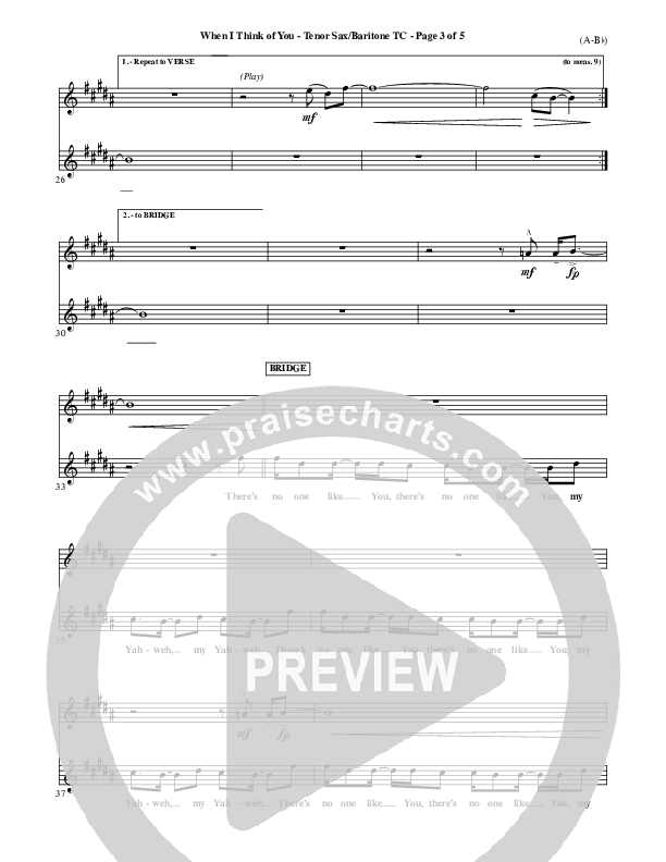 When I Think Of You Tenor Sax/Baritone T.C. (Michael W. Smith)