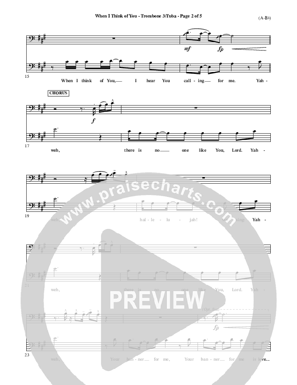 When I Think Of You Trombone 3/Tuba (Michael W. Smith)