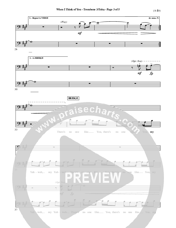 When I Think Of You Trombone 3/Tuba (Michael W. Smith)