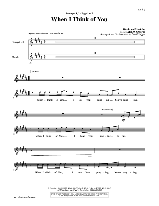 When I Think Of You Trumpet 1,2 (Michael W. Smith)