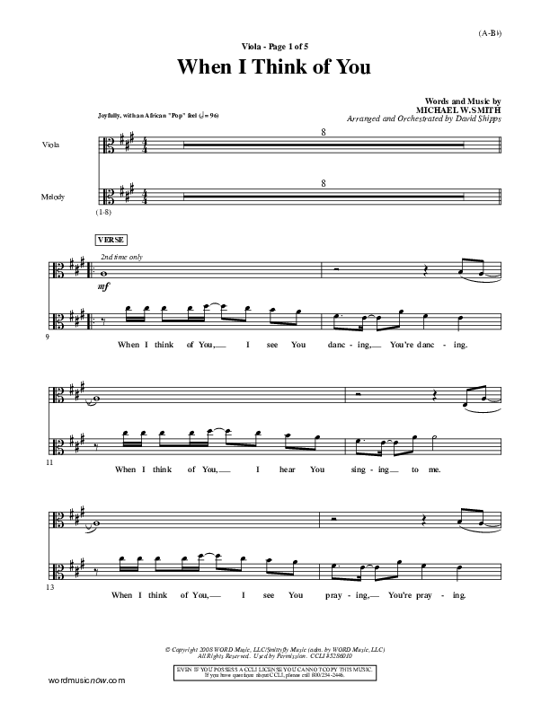 When I Think Of You Viola (Michael W. Smith)