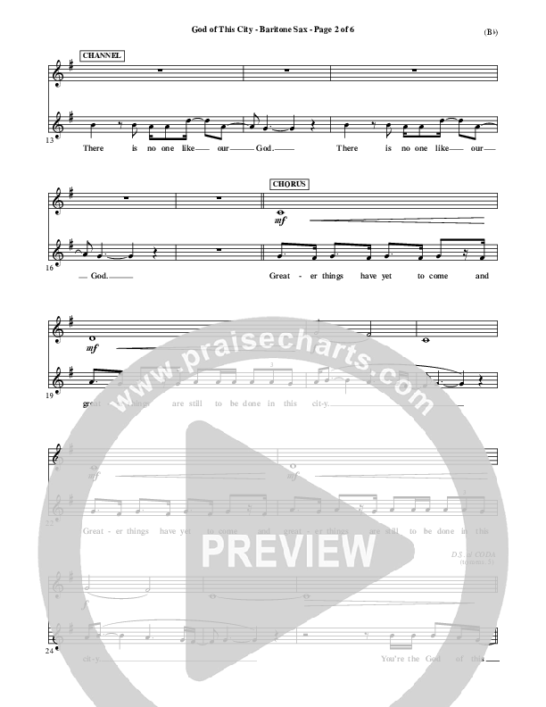 God Of This City Bari Sax (Passion)