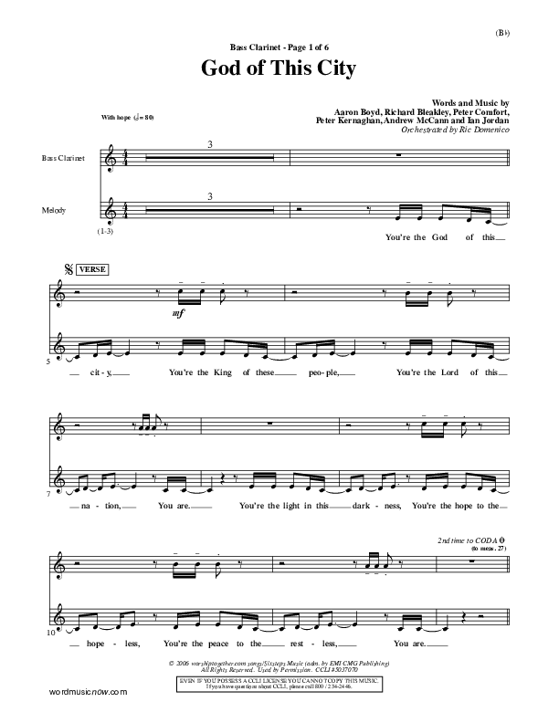 God Of This City Bass Clarinet (Passion)