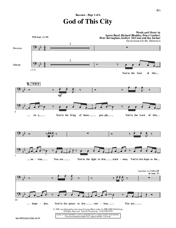 God Of This City Bassoon (Passion)