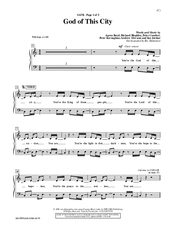 God Of This City Choir Sheet (SATB) (Passion)