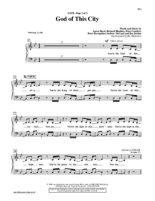 God Of This City Choir Vocals (SATB) (Passion)