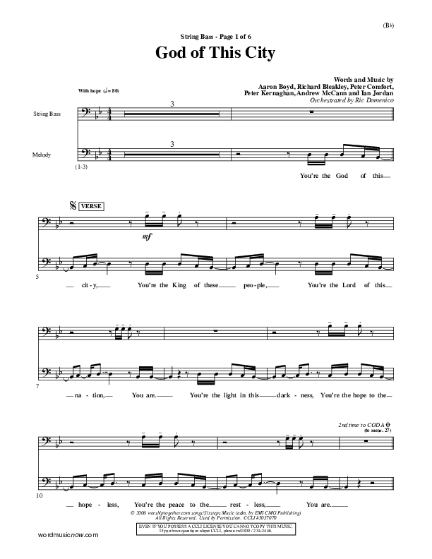 God Of This City Double Bass (Passion)