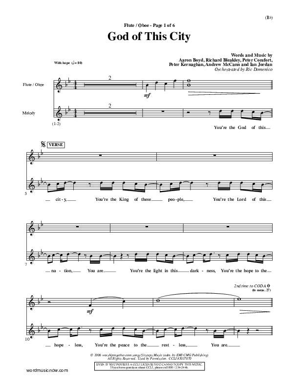 God Of This City Flute/Oboe (Passion)