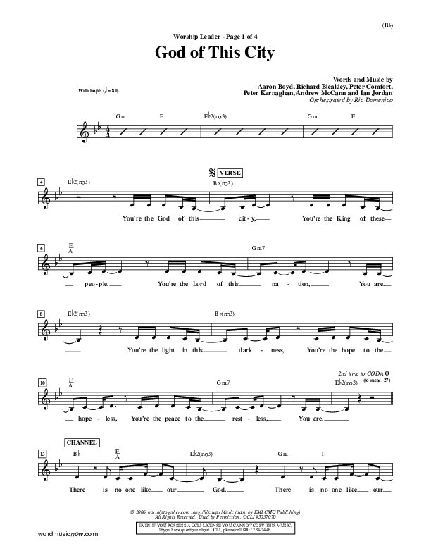 God Of This City Piano/Vocal (Passion)