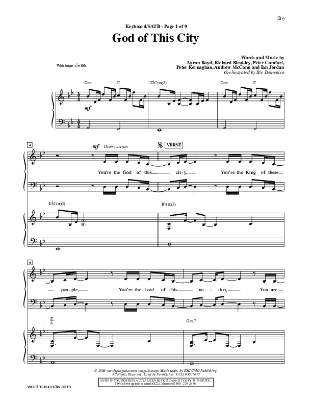 God Of This City Lead Sheet (Passion)