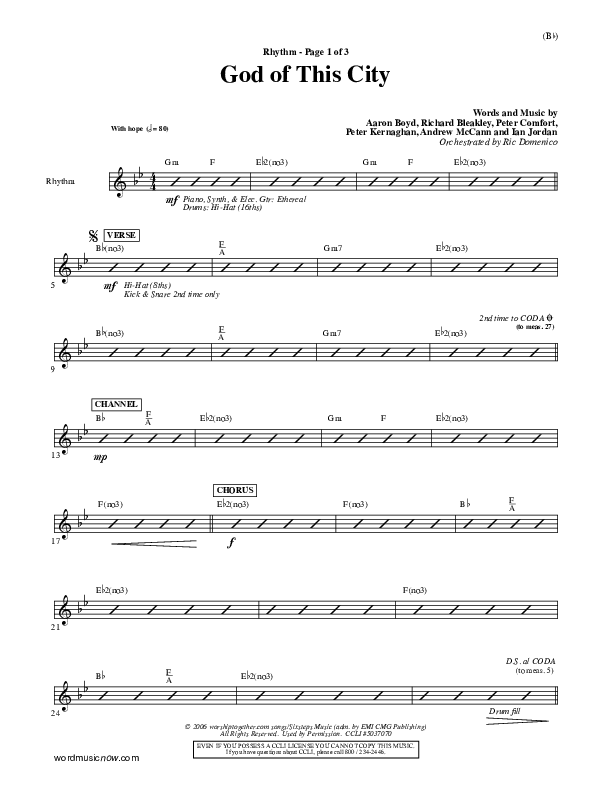 God Of This City Rhythm Chart (Passion)