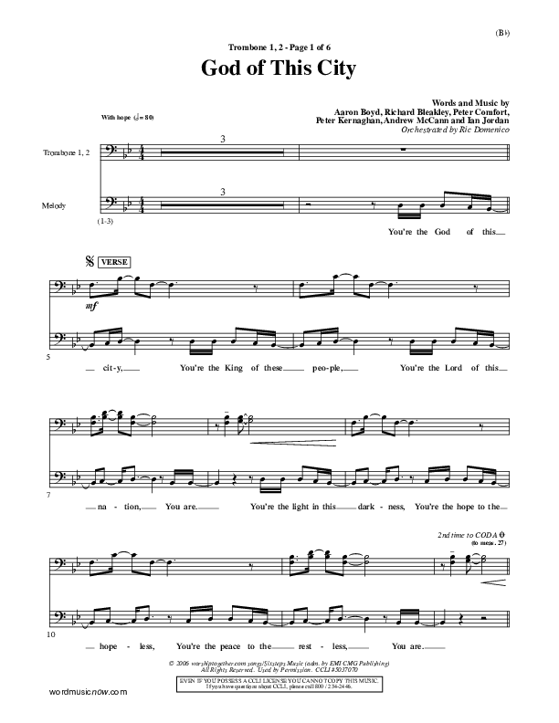 God Of This City Trombone 1/2 (Passion)