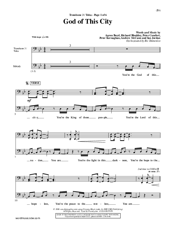 God Of This City Trombone 3/Tuba (Passion)