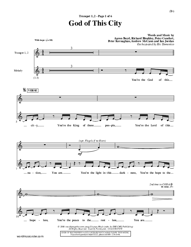 God Of This City Trumpet 1,2 (Passion)