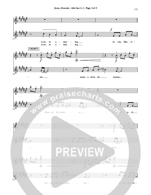 Jesus Messiah Alto Sax 1/2 (Chris Tomlin)