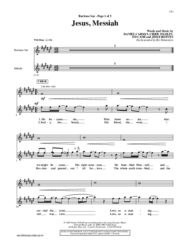 Jesus Messiah Bari Sax (Chris Tomlin)
