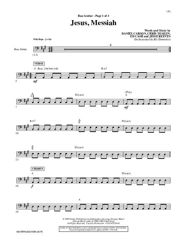 Jesus Messiah Bass Guitar (Chris Tomlin)