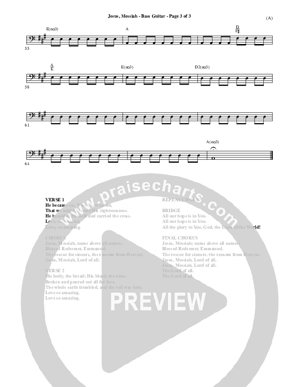 Jesus Messiah Bass Guitar (Chris Tomlin)