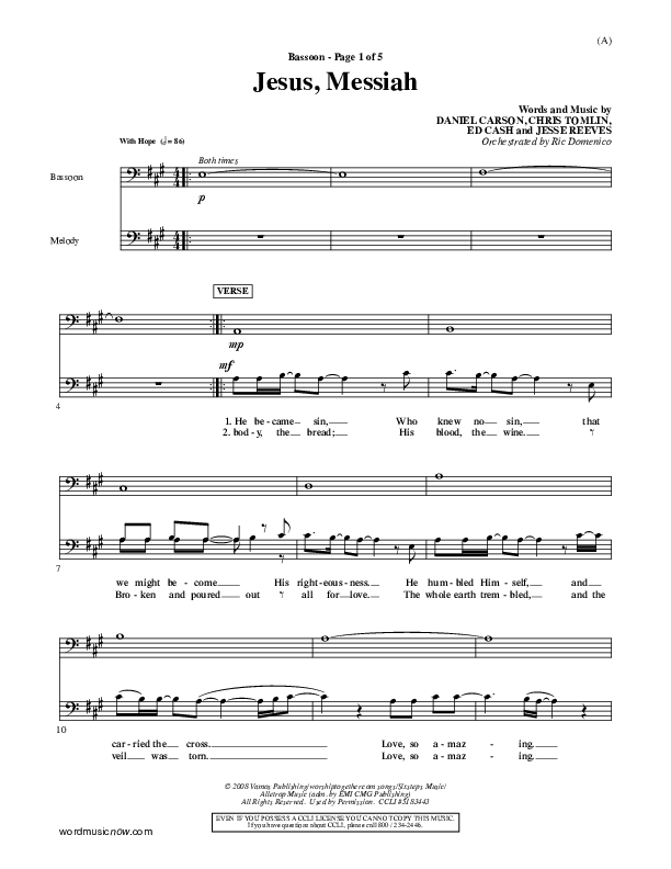 Jesus Messiah Bassoon (Chris Tomlin)