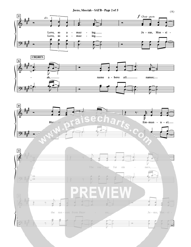 Jesus Messiah Choir Sheet (SATB) (Chris Tomlin)