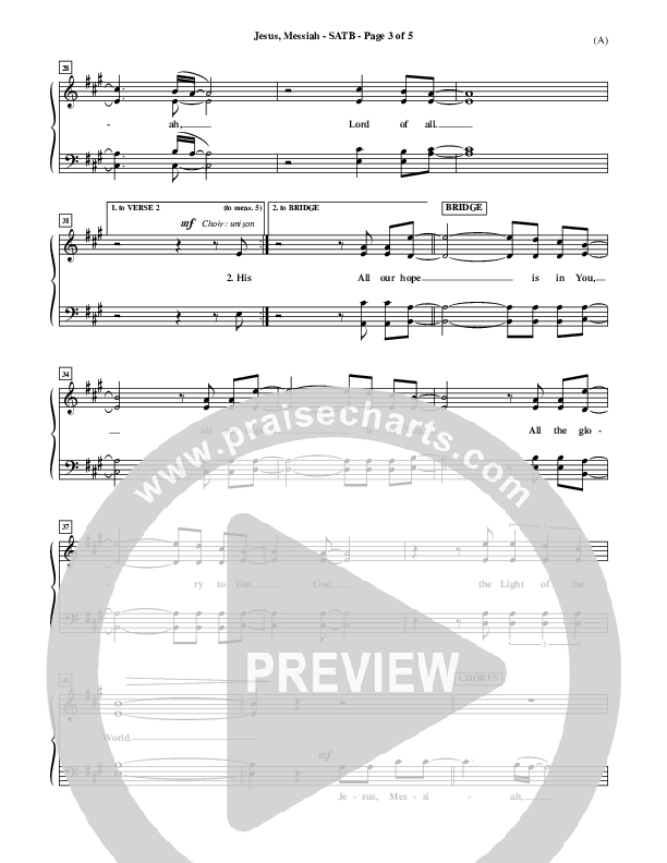 Jesus Messiah Choir Sheet (SATB) (Chris Tomlin)