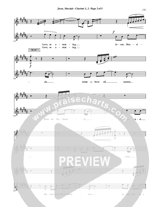 Jesus Messiah Clarinet 1/2 (Chris Tomlin)
