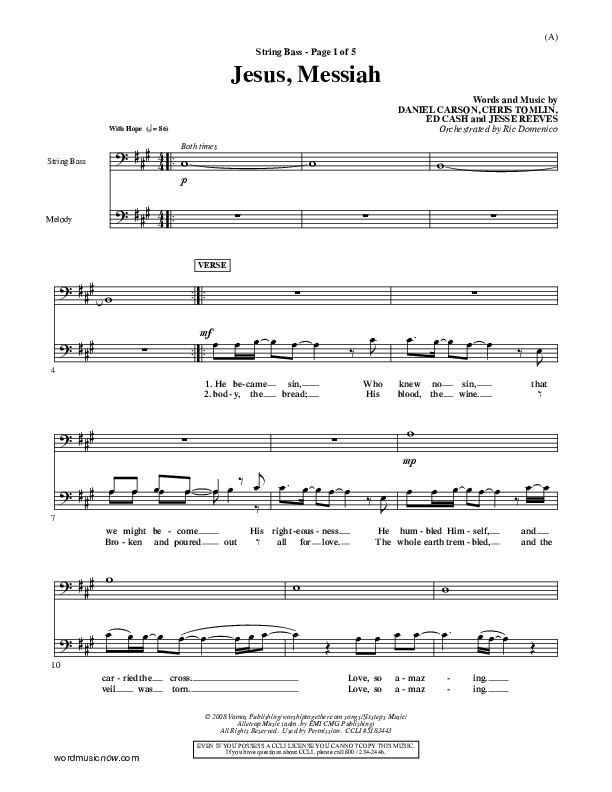 Jesus Messiah Double Bass (Chris Tomlin)