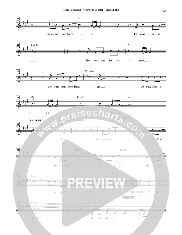 Jesus Messiah Lead Sheet (Chris Tomlin)