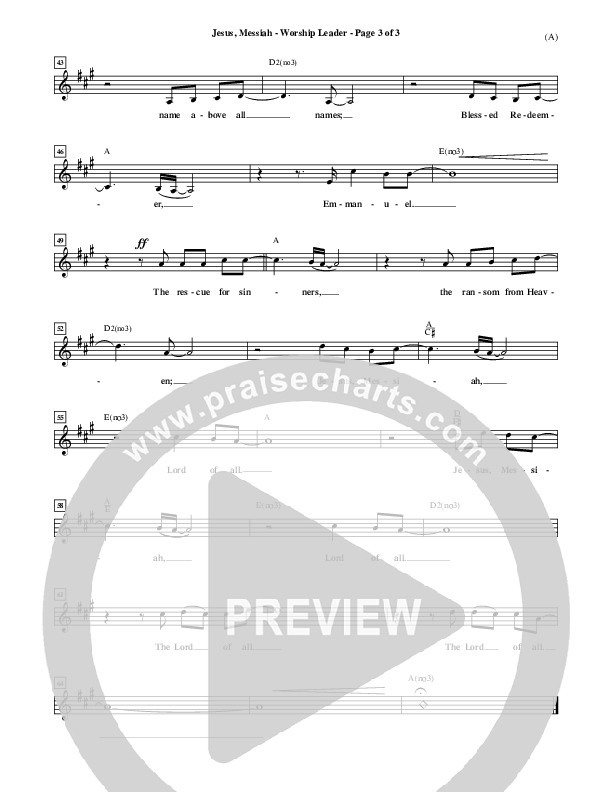 Jesus Messiah Lead Sheet (Chris Tomlin)