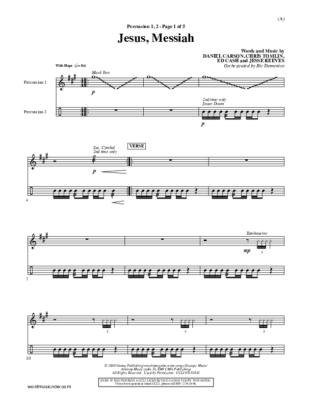 Jesus Messiah Percussion 1/2 (Chris Tomlin)