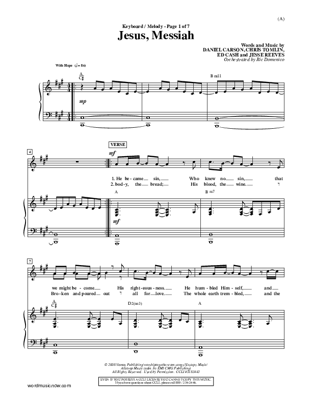 Jesus Messiah Piano/Vocal (Chris Tomlin)