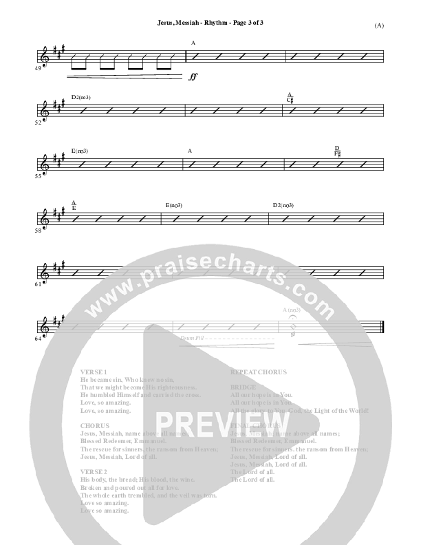 Jesus Messiah Rhythm Chart (Chris Tomlin)