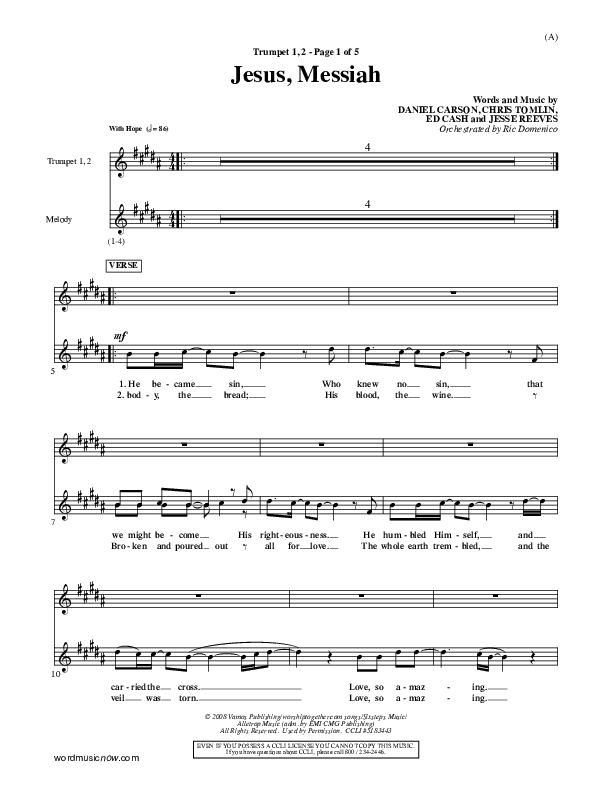 Jesus Messiah Trumpet 1,2 (Chris Tomlin)