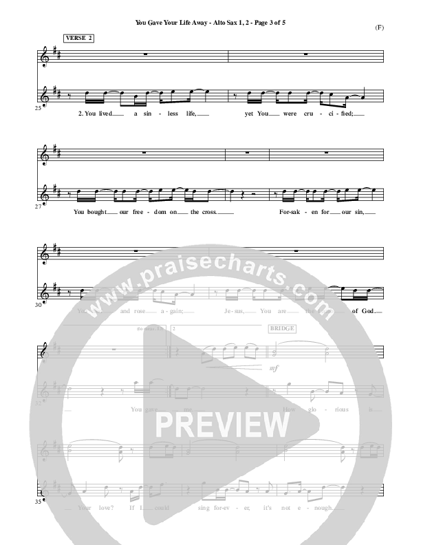 You Gave Your Life Away Alto Sax 1/2 (Kathryn Scott)