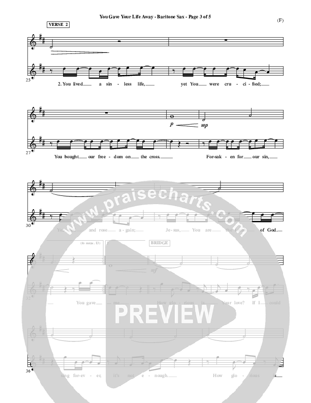 You Gave Your Life Away Bari Sax (Kathryn Scott)