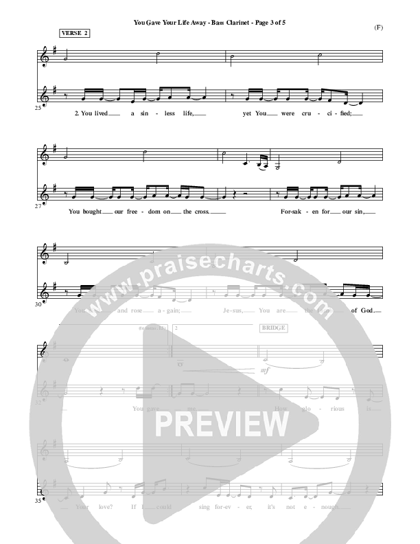 You Gave Your Life Away Bass Clarinet (Kathryn Scott)