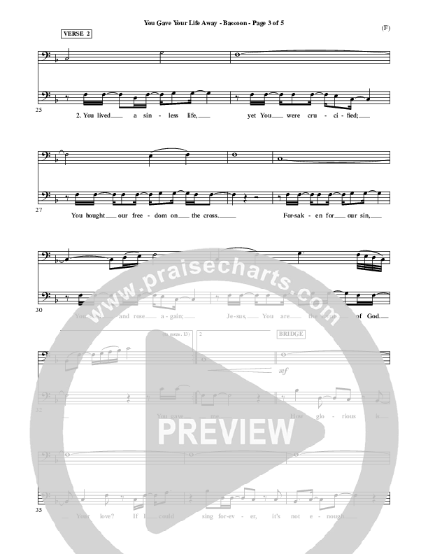 You Gave Your Life Away Bassoon (Kathryn Scott)