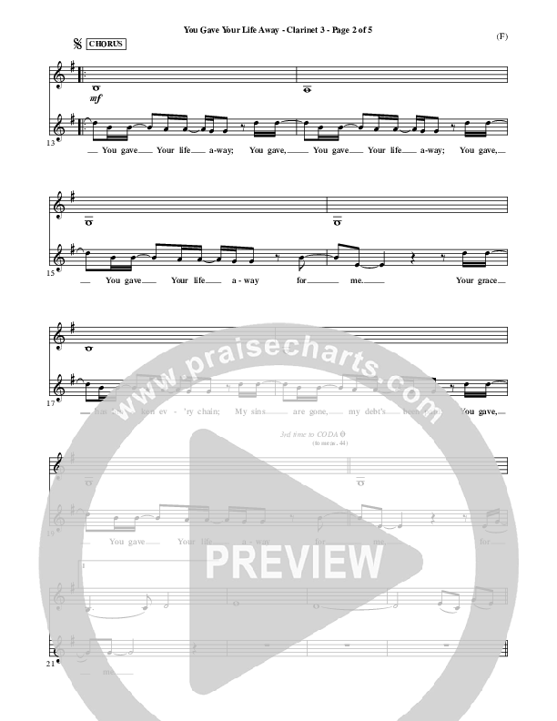 You Gave Your Life Away Clarinet 3 (Kathryn Scott)