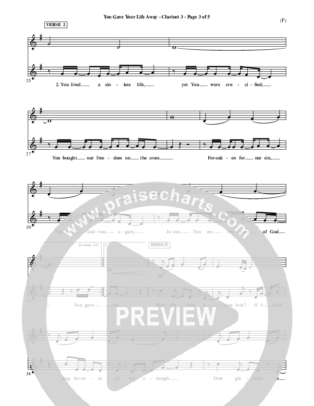 You Gave Your Life Away Clarinet 3 (Kathryn Scott)