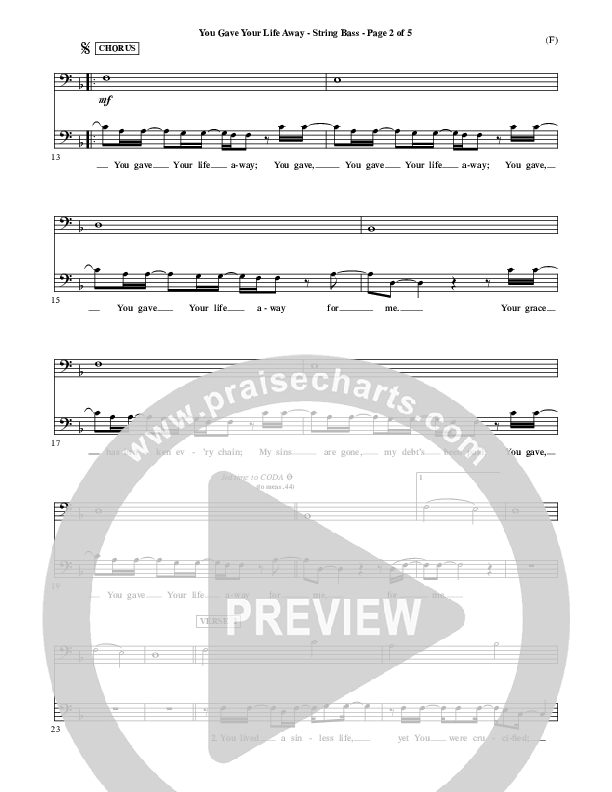 You Gave Your Life Away Double Bass (Kathryn Scott)