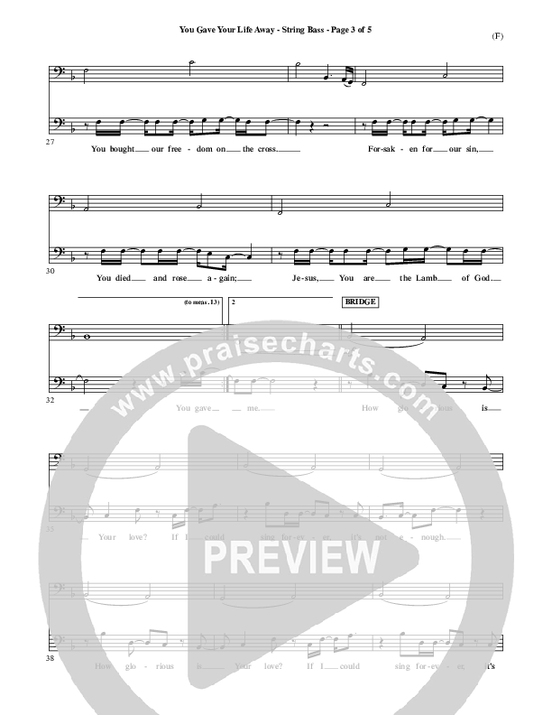 You Gave Your Life Away Double Bass (Kathryn Scott)