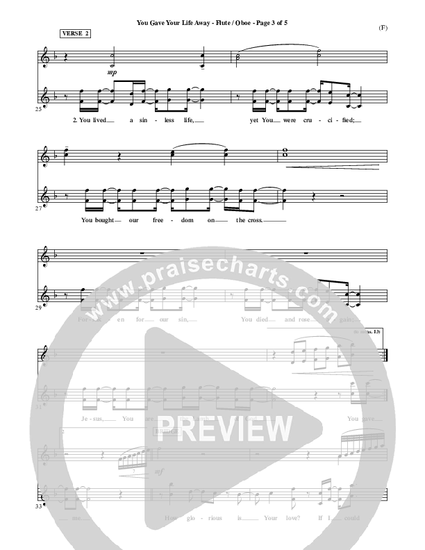 You Gave Your Life Away Flute/Oboe (Kathryn Scott)