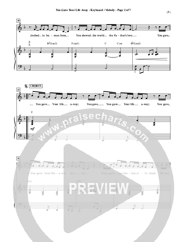 You Gave Your Life Away Piano/Vocal (Kathryn Scott)