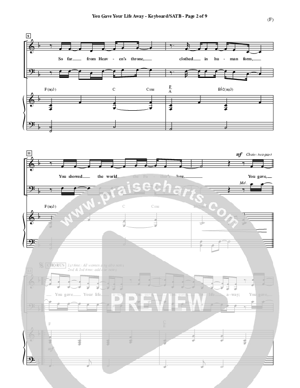 You Gave Your Life Away Lead Sheet (Kathryn Scott)